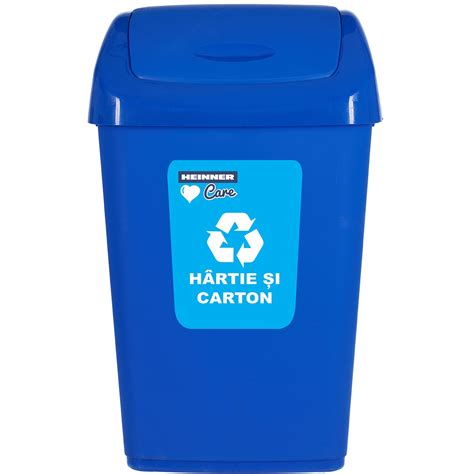 Szemeteskuka csuklós fedéllel Heinner Care recycling ECO kék 35L