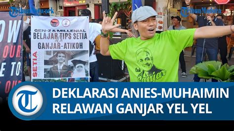 Relawan Ganjar Nyanyikan Yel Di Depan Tempat Deklarasi Anies Muhaimin