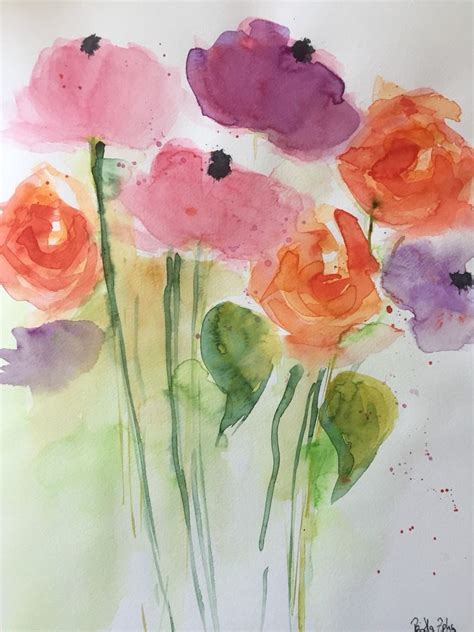 Original Aquarell Aquarellmalerei Bild Kunst Wiesenblumen Blumen