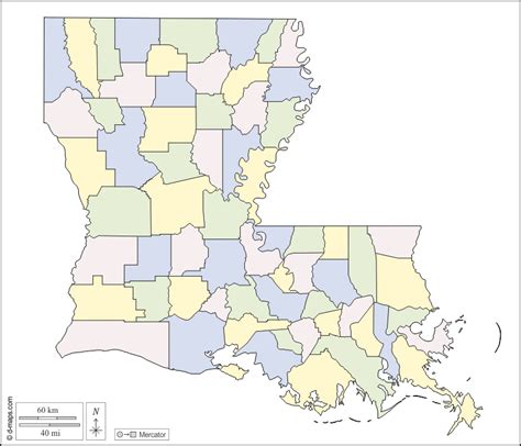 Louisiana Map With Parishes Blank Nar Media Kit