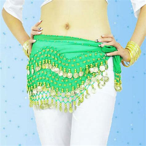 3 Rows Belly Dance Hip Skirt Scarf Wrap Belt Hipscarf With Goinandsilver Coins New Ebay