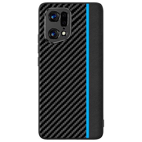 Funda Para Oppo Find X5 Efecto Fibra De Carbono Negro Azul