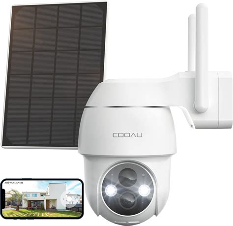 Cooau Solar Security Camera Outdoor 2k 360° Ptz Camera With Colour Night Vision Battery