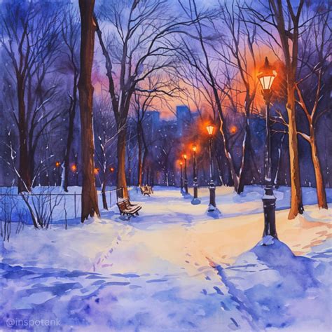 50+ Watercolor Winter Scene Painting Inspiration Ideas & Tutorials [Landscape Examples] – Inspo Tank