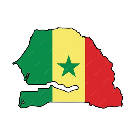 senegal flag map silhouette outline patriotic african country symbol