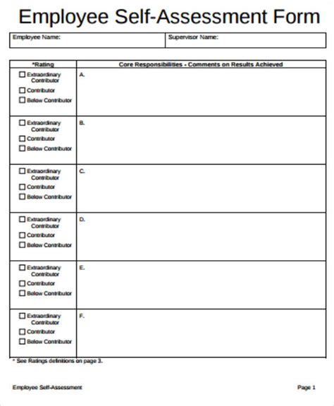 Free 5 Job Self Assessment Samples In Ms Word Pdf