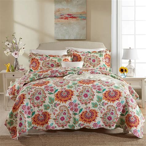 CHAUSUB Vintage Summer Quilt Set 3PCS 100 Cotton Quilts Quilted