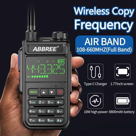 ABBREE AR 518 108 660MHz Air Band Walkie Talkie Wireless Copy Frequency