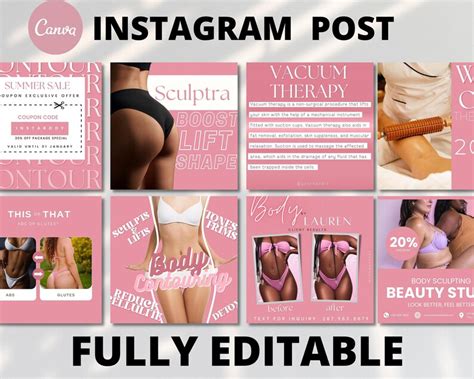 100 Body Contouring Mega Instagram Post Bundle Body Etsy Laser Lipo