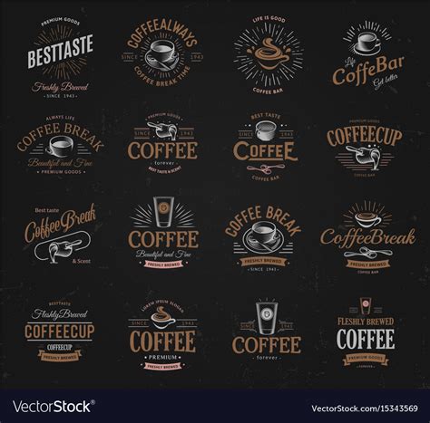 Coffee Vintage Logos Set Freshly Brewed Caffeine Vector Image