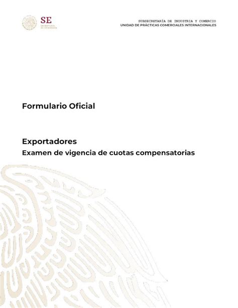 PDF Formulario Oficial Exportadores Gob Aplica A Las Empresas