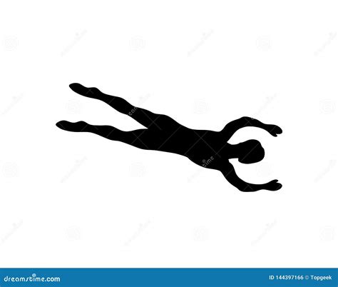 Man Silhouette Swimming Isolated On White Vector Stock Vector