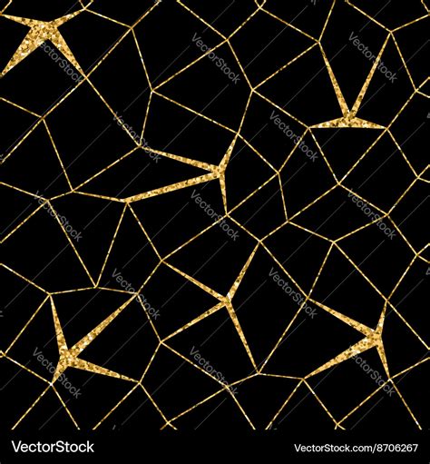 Mosaic Geometric Seamless Pattern D Gold Black Vector Image