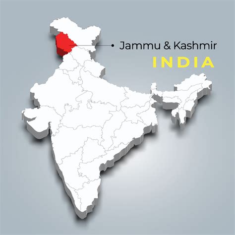 Jammu And Kashmir Map Location In Indian 3d Isometric Map Jammu And