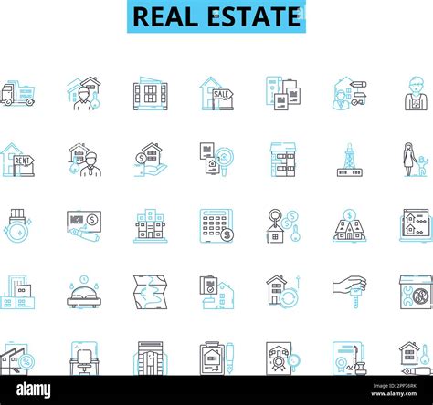 Real Estate Linear Icons Set Property Home Mortgage Investment