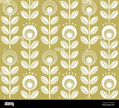 Scandinavian Folk Style Flowers Seamless Floral Pattern Based On