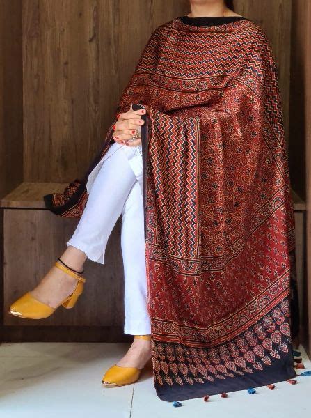 Printed Ajrakh Modal Silk Dupatta Technics Handloom At Rs 1500 In