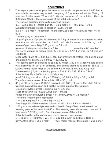 Numericals Solutions The Vapour Pressure Of Pure Benzene At A Certain