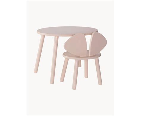 Table pour enfants avec chaise pour enfants en bouleau Mouse 2 pièces