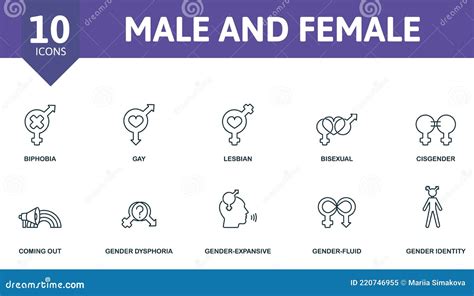 Male And Female Icon Set Contains Editable Icons Lgbt Theme Such As