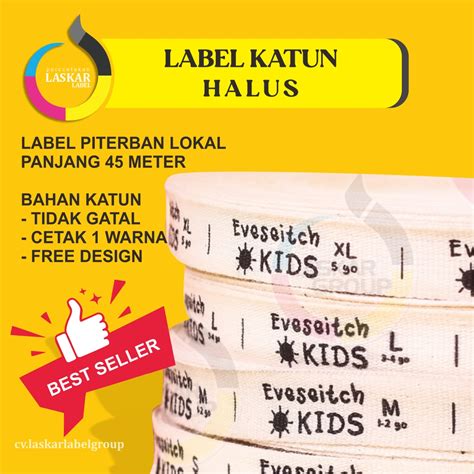 Jual 45 METER Label Baju Katun Tebal Laskar Label Label Baju