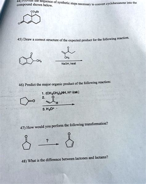 SOLVED Sequence Of Synthetic Sleps Necessary Content Cyclohexanone