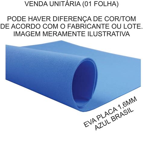 EVA COR AZUL BRASIL ROYAL PLACA 2MM 60X40CM na Papelaria MC Papéis