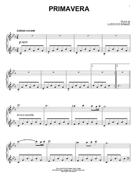 Primavera By Ludovico Einaudi Sheet Music For Piano Solo At Sheet Music Direct