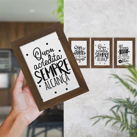 Kit 3 Quadros Decorativos Frases Motivação Fé no Shoptime