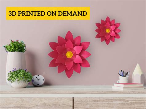 3d Wall Art Abstract Wall Art 3d Printed Lotus Flower Etsy