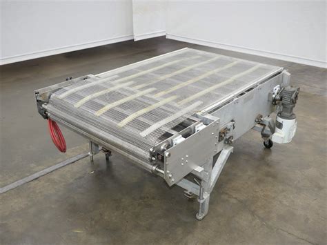 Used Stainless Steel Mesh Belt Mass Flow Accumulation Table 74 L X 44 W