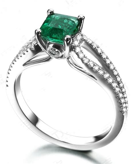 Perfect Twin Row 2 Carat Princess Cut Emerald And Diamond Engagement Ring In White Gold Jeenjewels