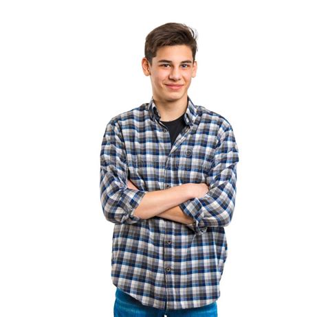 Retrato De Un Adolescente Hermoso En Un Fondo Blanco Hombre Joven Foto