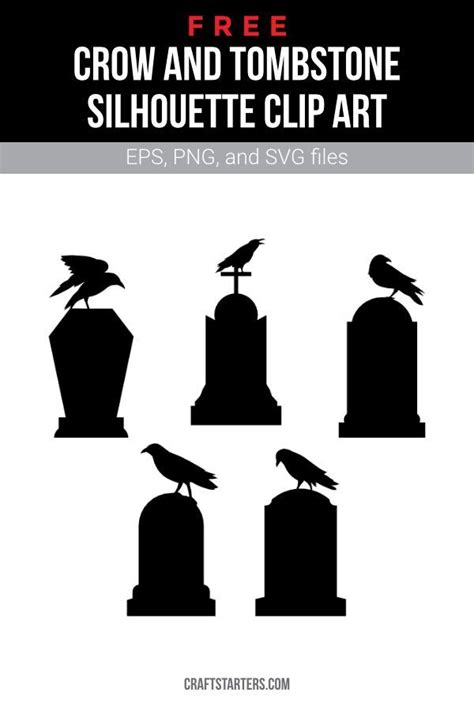 Free Crow And Tombstone Silhouette Clip Art Halloween Silhouettes