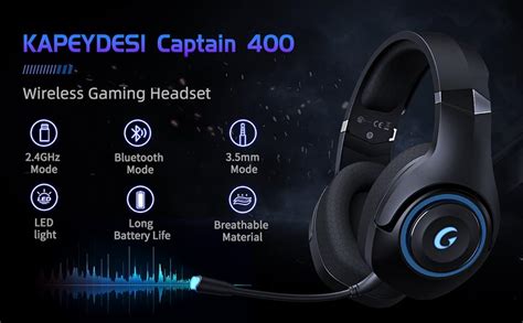 Amazon KAPEYDESI Wireless Gaming Headset 2 4GHz USB Gaming