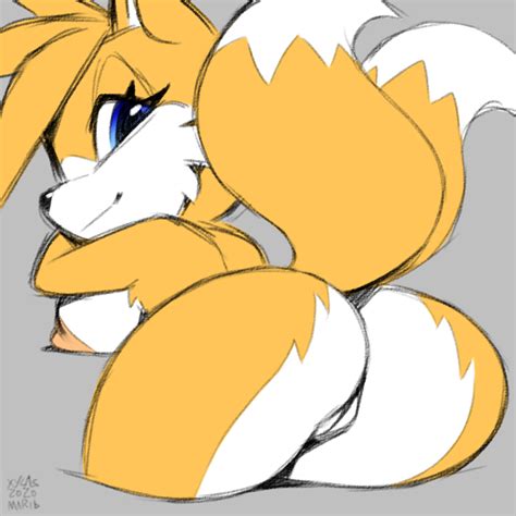 Rule 34 2020 2 Tails Anthro Areola Ass Bent Over Black Nose Blue Eyes Breasts Butt Focus Canid