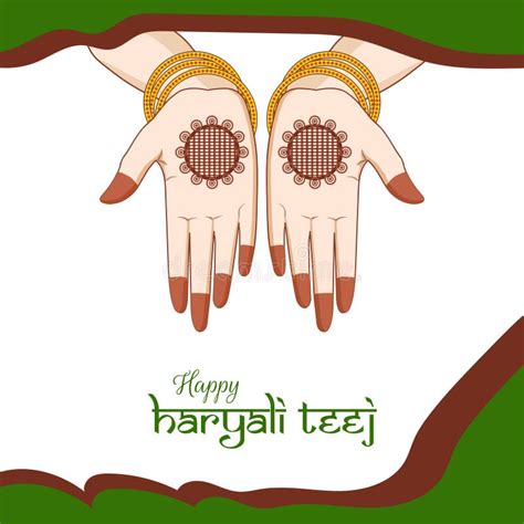 Hariyali Teej Hindu Festival Greeting Card Design Stock Vector