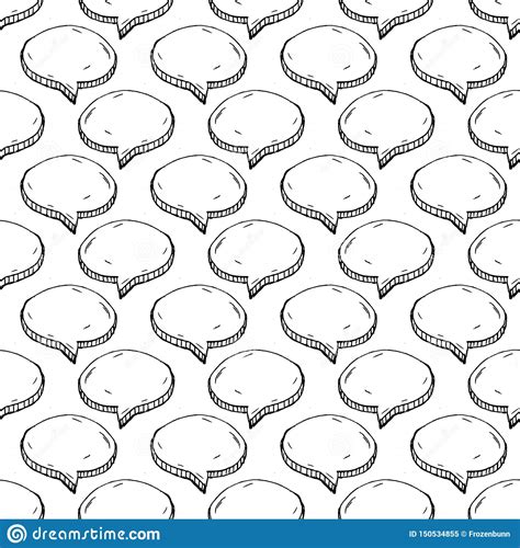 Seamless Pattern Handdrawn Cloud Doodle Icon Hand Drawn Black Sketch