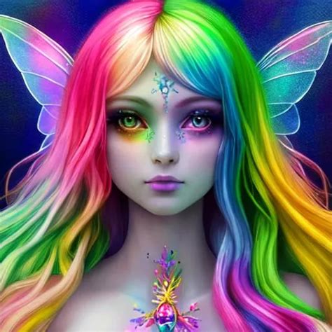 Fairy Goddess With Rainbow Colors Realistic Closeup Openart