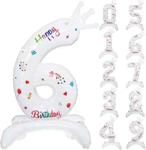 Toniful 32 Inch White Self Standing Number Balloons 0 9