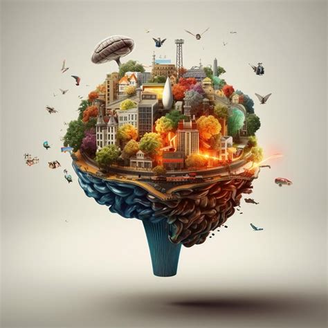 Cerebro Humano De Pensamiento Creativo Con Alguna Idea En Todo El Mundo