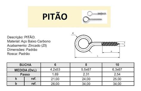 Parafuso Gancho Pit O Para Bucha Mm Pacote Pe As Mercadolivre