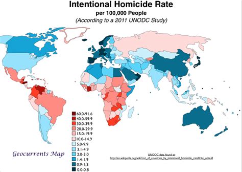 Intentional homicide rate by country : r/MapPorn