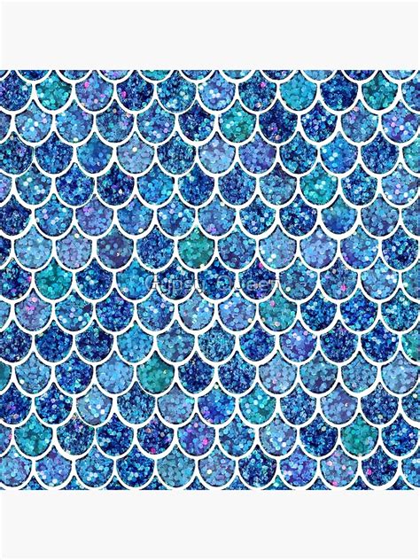 Sparkly Turquoise Blue Glitter Mermaid Scales Poster By