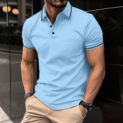 Homme POLO Tee Shirt Golf Travail Casual Revers Manche Courte Basique