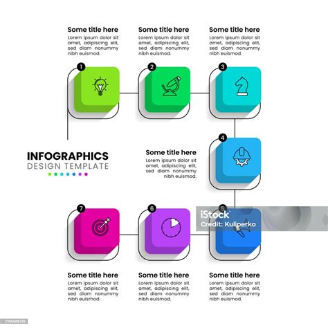 인포그래픽 템플릿 7개의 등각 투영 사각형이 있는 선 7에 대한 스톡 벡터 아트 및 기타 이미지 7 개념 그래프 Istock