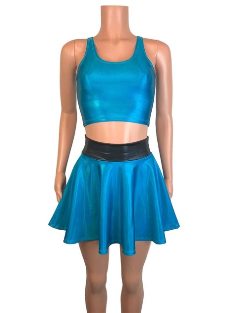 PowerPuff Girls BUBBLES Costume W/ Blue Skater Skirt and Crop | Etsy