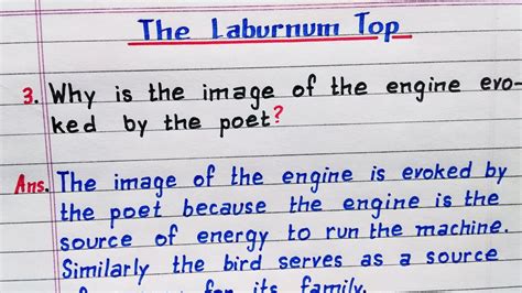 Why Is The Image Of The Engine Evoked By The Poet The Laburnum Top