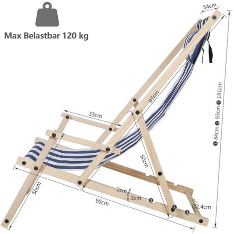 TolleTour Chaise Longue Pliante En Bois Chaise De Plage 3 Positions