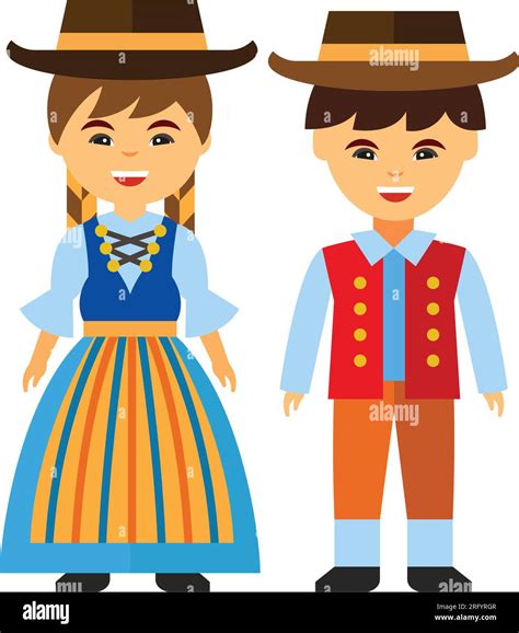 Swiss Couple In National Dress Vector Icon Stock Vector Image And Art Alamy